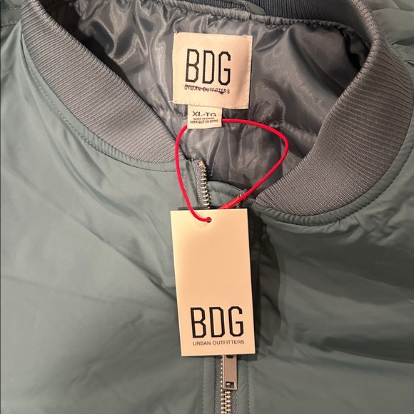 🍀 BDG Urban Outfitters Charlie Bomber Jacket Light Blue Barrel Sleeve - Picture 6 of 8